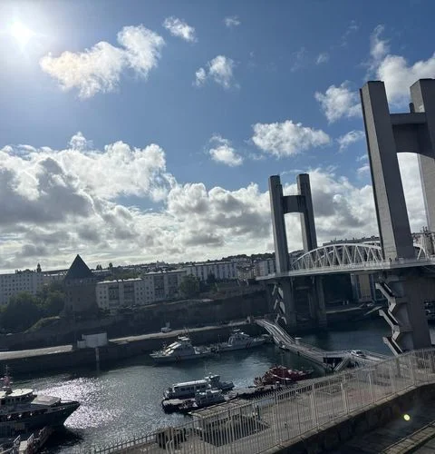 Modern bridge connecting Brest harbor