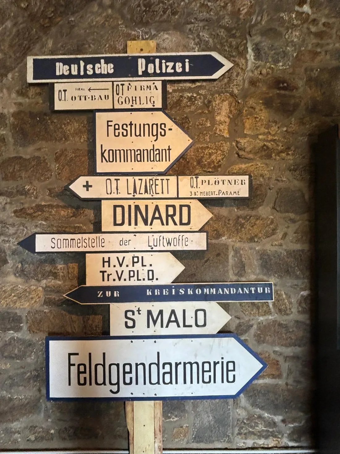German occupation street signs on display at the 39-45 Memorial in Saint-Malo