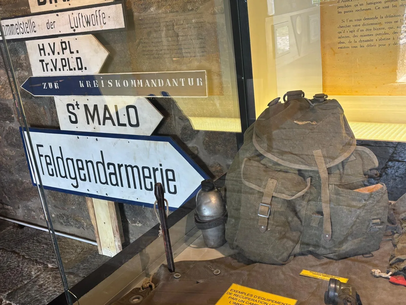 German wartime objects displayed inside the 39-45 Memorial at Saint-Malo